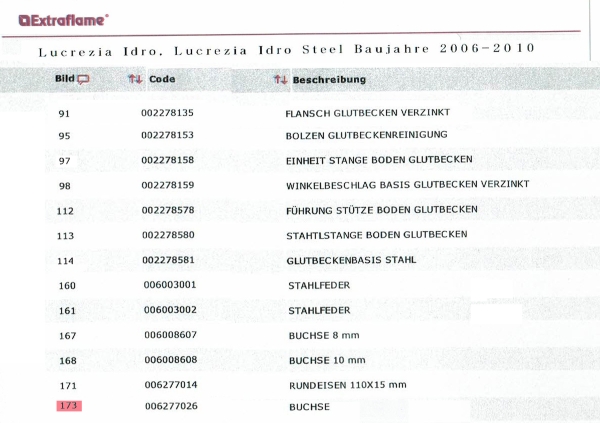Extraflame Buchse Brennschalenreinigung 006277026